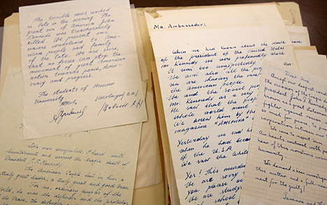 The Canaday Center for Special Collections holds letters received by Foy Kohler following the assassination of President Kennedy.